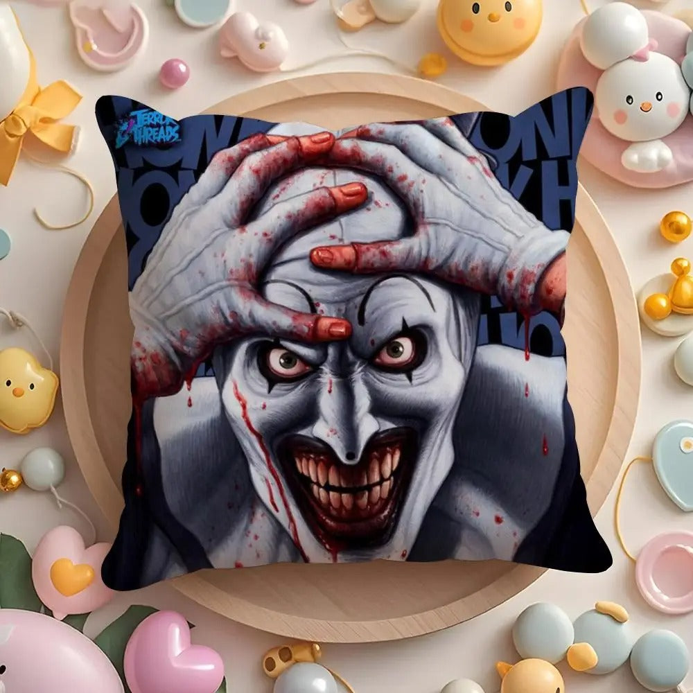 Horror Movie Plush Pillow Cover, Double-Sided Printed Throw Cushion Case, Soft Short Plush Winter Home Decor, Machine Washable Pillowcase