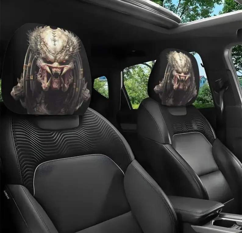Grim Reaper Skull Car Headrest Cover, Red Eyes Horror Auto Seat Decor (1pc), Gothic Halloween Car Interior Accessory, Headrest Protector
