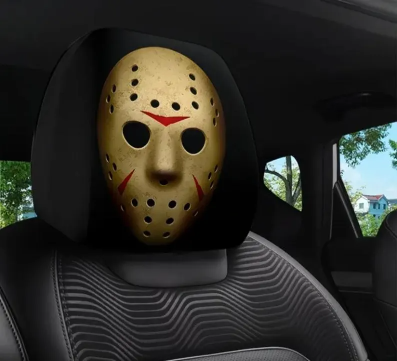 Car Headrest Cover (1pc) - Jason - Friday 13th Horror Themed Universal Vehicle Accessories - Movie Serial Killer - Halloween