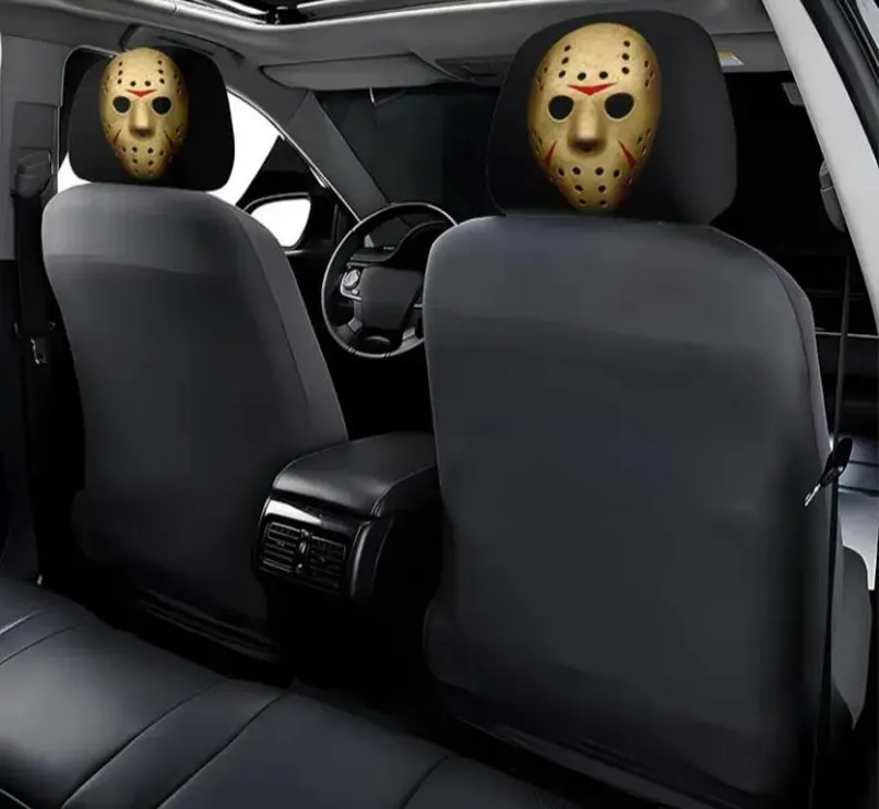 Car Headrest Cover (1pc) - Jason - Friday 13th Horror Themed Universal Vehicle Accessories - Movie Serial Killer - Halloween