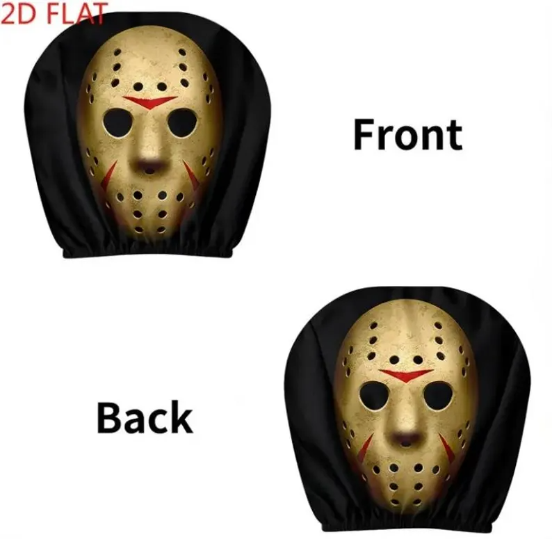 Car Headrest Cover (1pc) - Jason - Friday 13th Horror Themed Universal Vehicle Accessories - Movie Serial Killer - Halloween