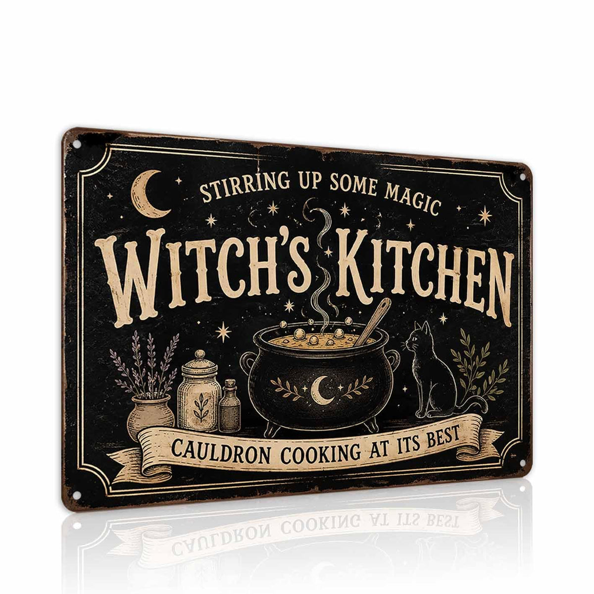 Witch Kitchen Metal Sign, Halloween Witchy Kitchen Wall Decor, Spooky Gothic Kitchen Sign, Rustic Witch Home Decoration