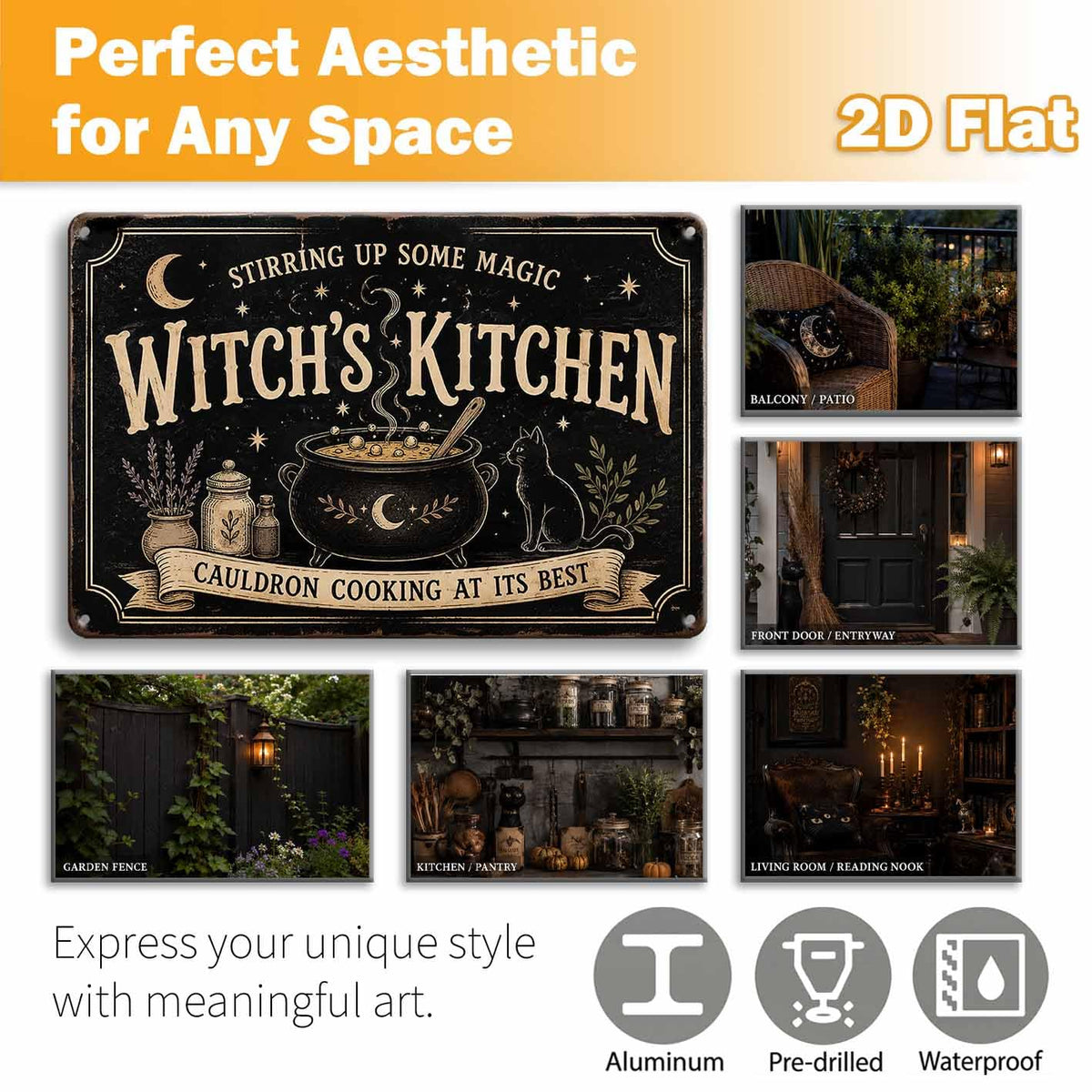 Witch Kitchen Metal Sign, Halloween Witchy Kitchen Wall Decor, Spooky Gothic Kitchen Sign, Rustic Witch Home Decoration