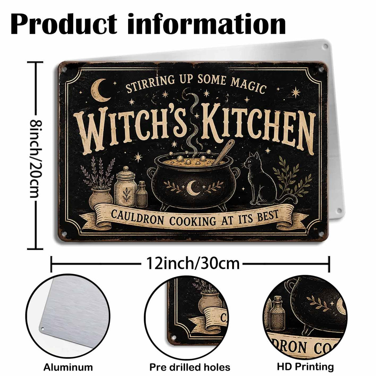 Witch Kitchen Metal Sign, Halloween Witchy Kitchen Wall Decor, Spooky Gothic Kitchen Sign, Rustic Witch Home Decoration
