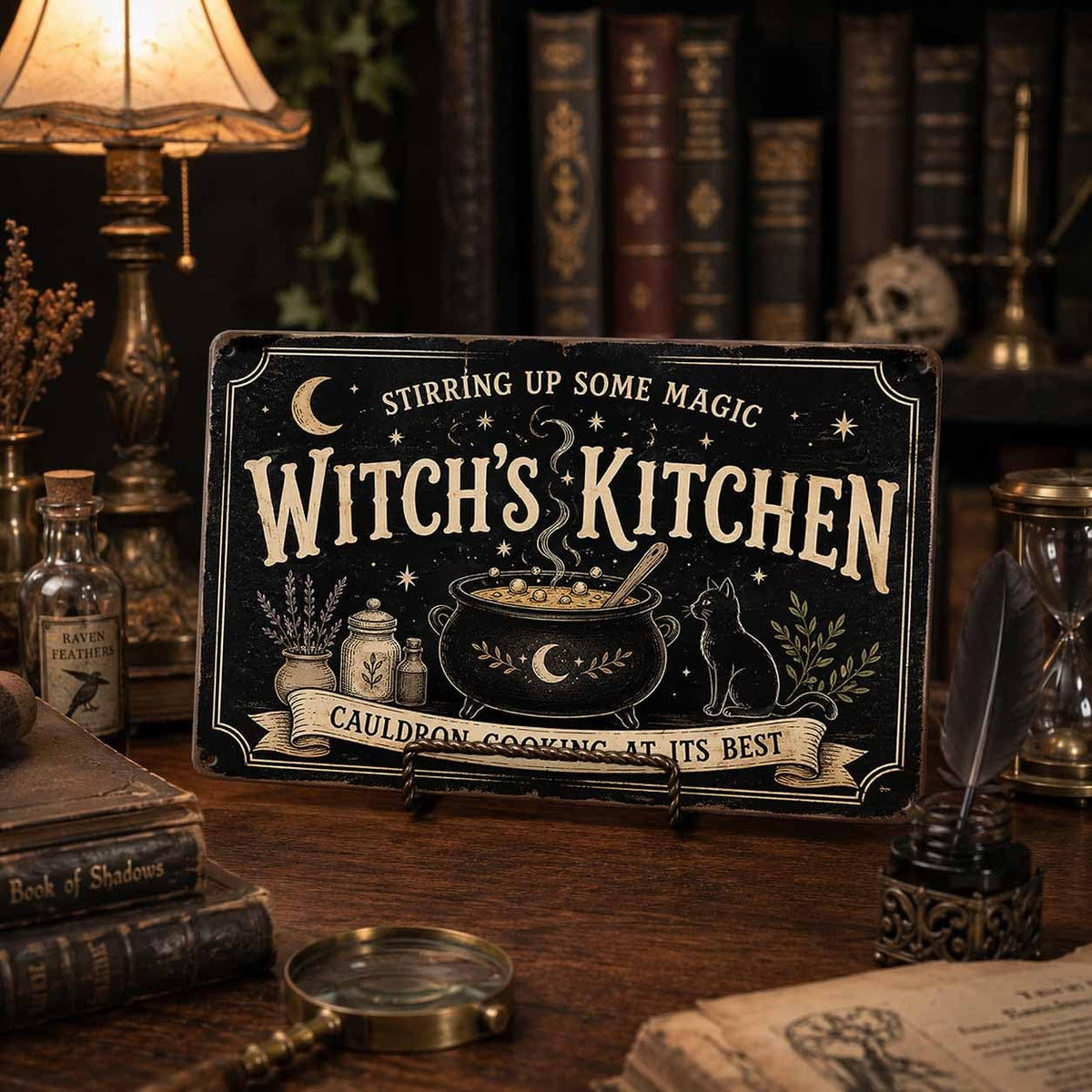 Witch Kitchen Metal Sign, Halloween Witchy Kitchen Wall Decor, Spooky Gothic Kitchen Sign, Rustic Witch Home Decoration