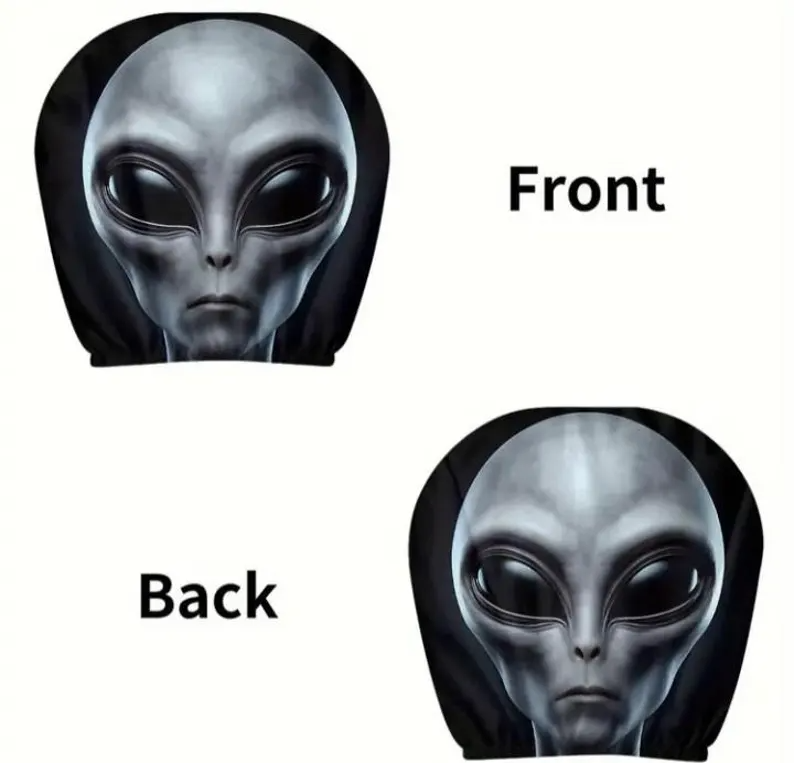 Car Headrest Cover (1pc) - Grey Alien Area 51 Themed Universal Vehicle Accessories