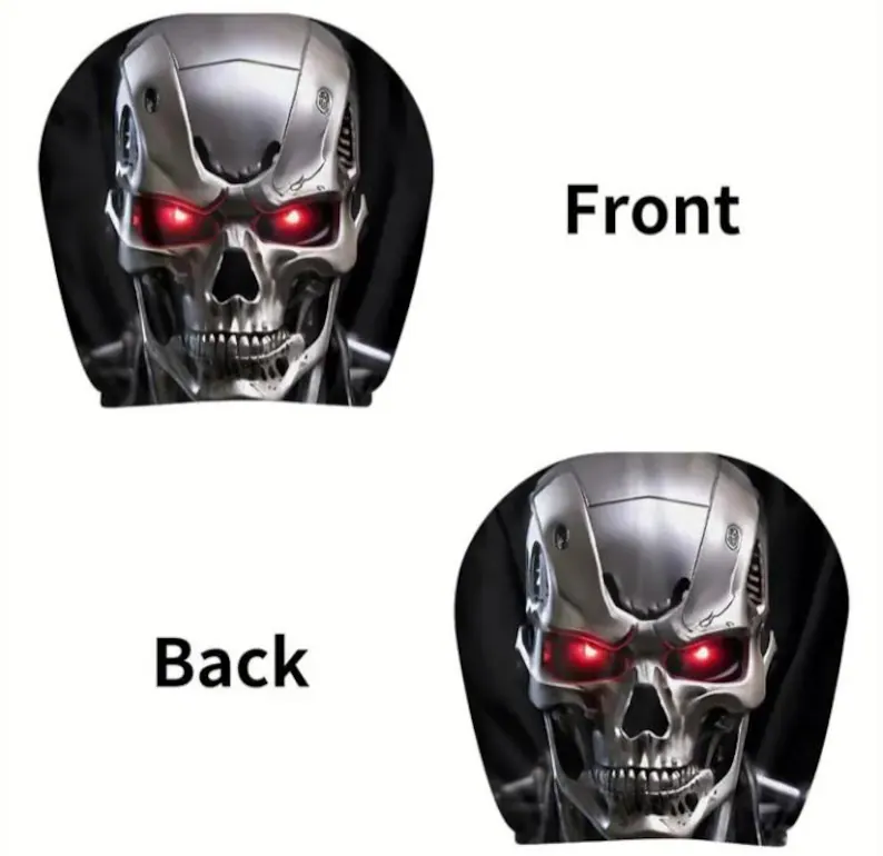 Car Headrest Cover (1pc) - Terminator T-800 Themed Universal Vehicle Accessories - Halloween A.I. Scary Horror Theme