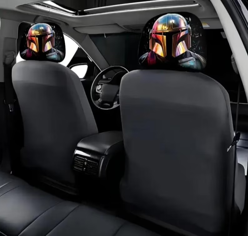 Car Headrest Cover (1pc) - Star Wars Themed - Mandalorian - Universal Vehicle Head Rest Covers TV Movie