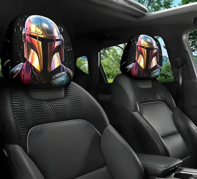 Car Headrest Cover (1pc) - Star Wars Themed - Mandalorian - Universal Vehicle Head Rest Covers TV Movie