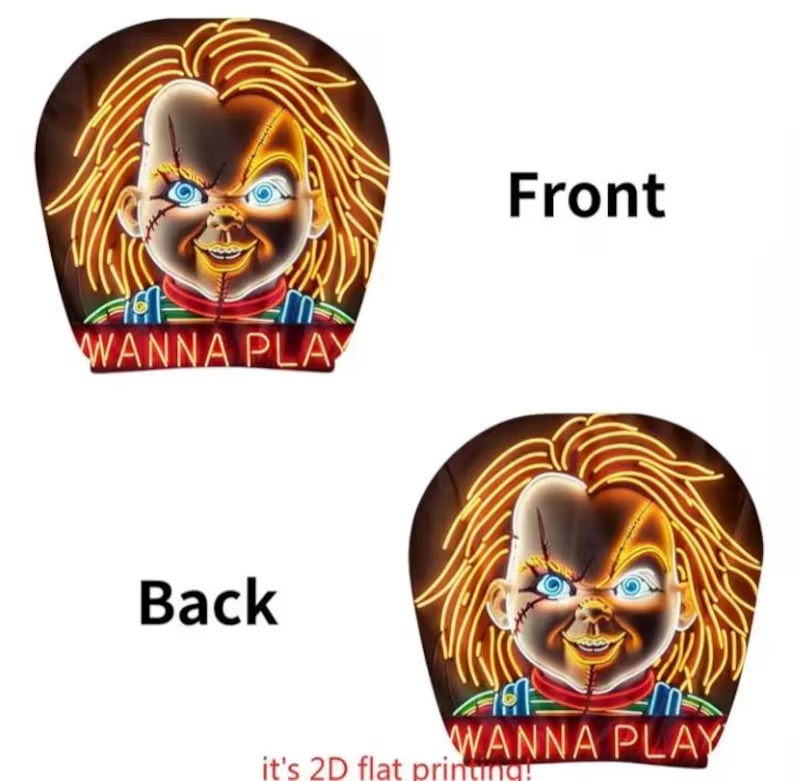 Car Headrest Cover (1pc) - Chucky - Child's Play Themed Universal Vehicle Accessories - Movie Serial Killer - Halloween Wanna Play ?