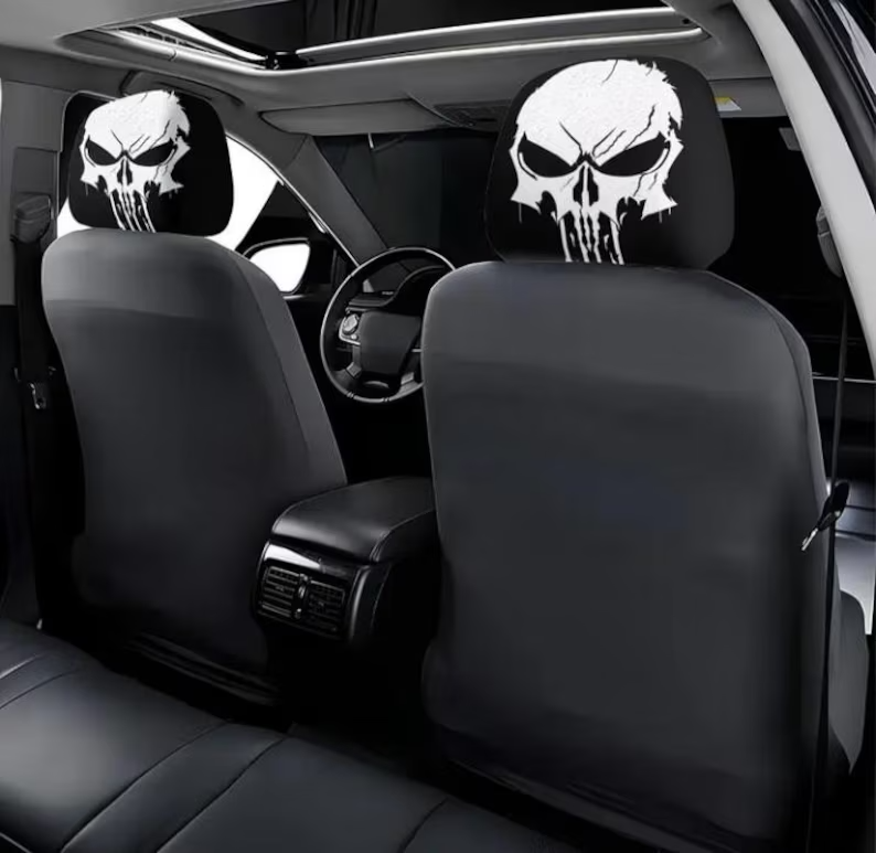 Car Headrest Cover (1pc) - The Punisher Marvel Themed Universal Vehicle Accessories