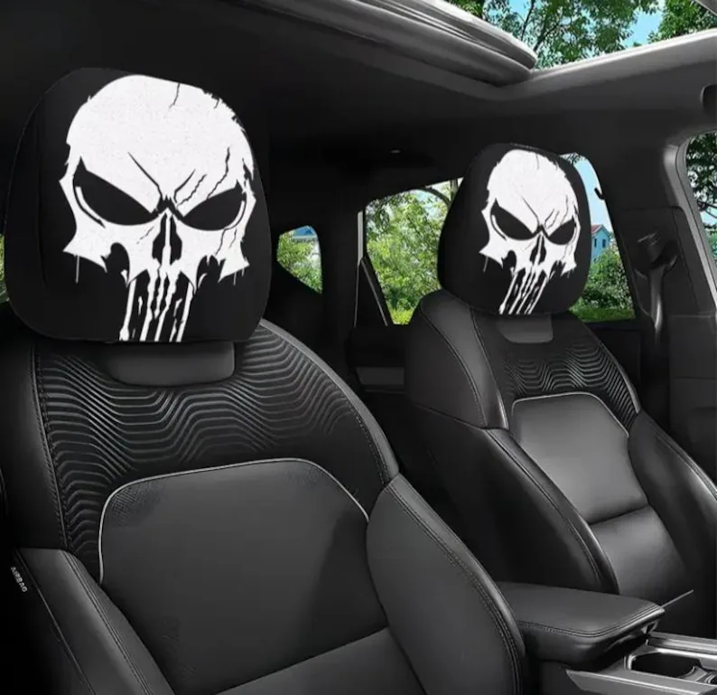 Car Headrest Cover (1pc) - The Punisher Marvel Themed Universal Vehicle Accessories