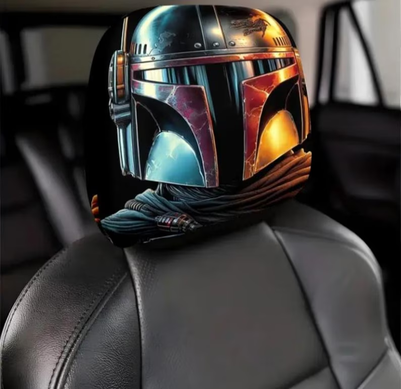 Car Headrest Cover (1pc), Star Wars Themed - Boba Fett - Universal Vehicle head Rest Covers TV Movie