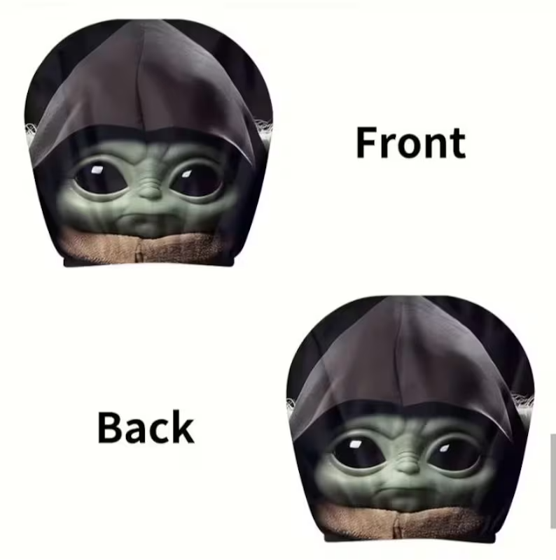 Car Headrest Cover (1pc) - Star Wars Themed - Grogu Baby Yoda - Universal Vehicle Head Rest Covers Mandalorian TV Movie Disney Theme