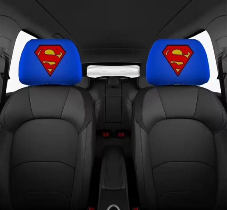Car Headrest Cover (1pc) - DC Superman Logo Themed Universal Vehicle Accessories