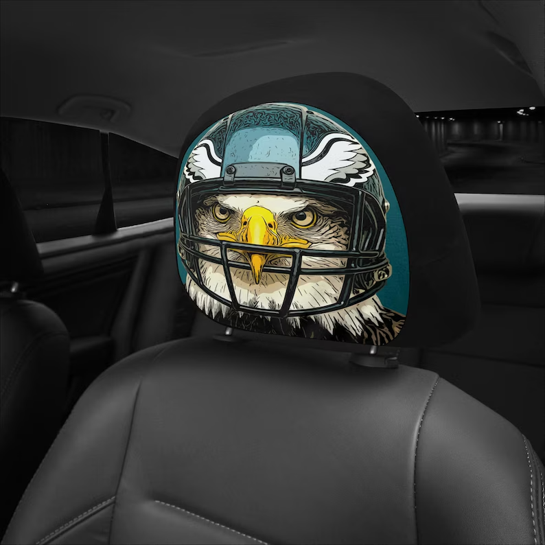 Football Eagle Headrest Cover (1pc) - Fan Car Seat Decor
