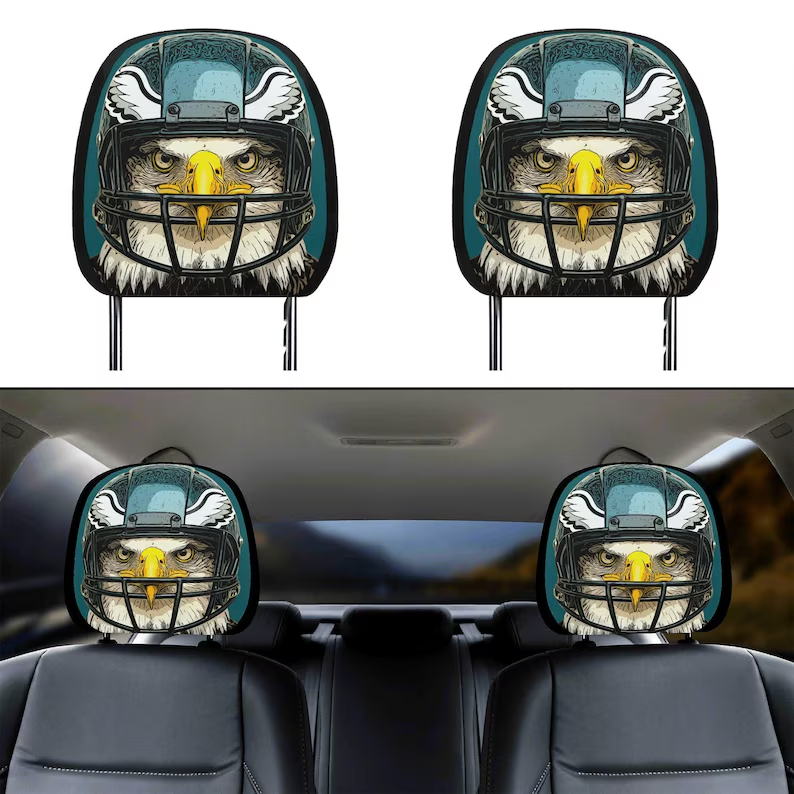 Football Eagle Headrest Cover (1pc) - Fan Car Seat Decor