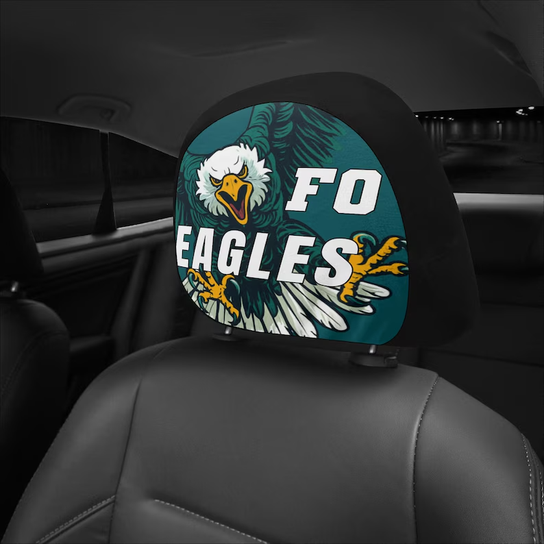 FO Eagles Car Headrest Cover (1pc) - Football Fan Auto Accessories