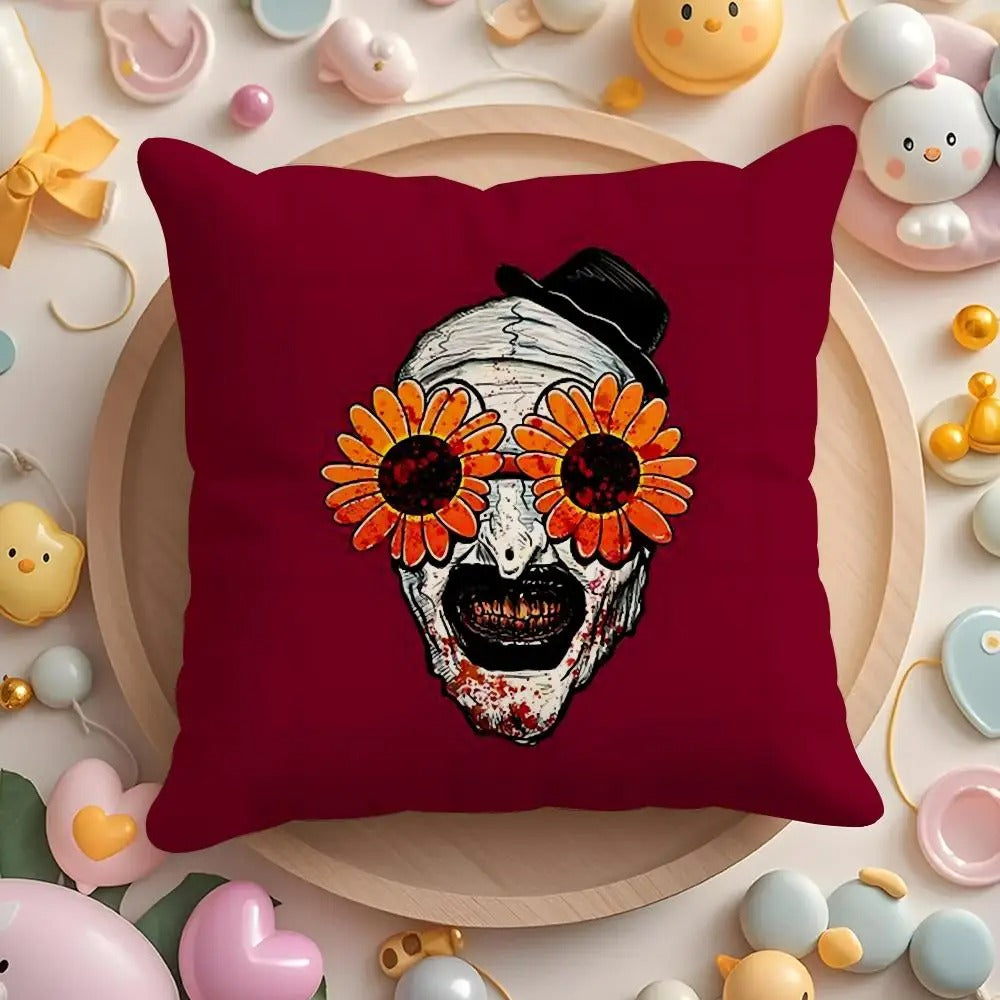 Horror Movie Plush Pillow Cover, Double-Sided Printed Throw Cushion Case, Soft Short Plush Winter Home Decor, Machine Washable Pillowcase