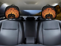 Halloween Car Headrest Cover (1pc), Jack-o'-lantern Black And Orange, Universal Fit For All Cars Jeep Bronco, Cadillac, Pumpkin Bats