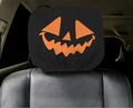 Spooky Halloween Jack-O-Lantern Face Car Headrest Cover (1pc), Gothic Pumpkin Auto Interior Decor, Pumpkin Vehicle Accessories