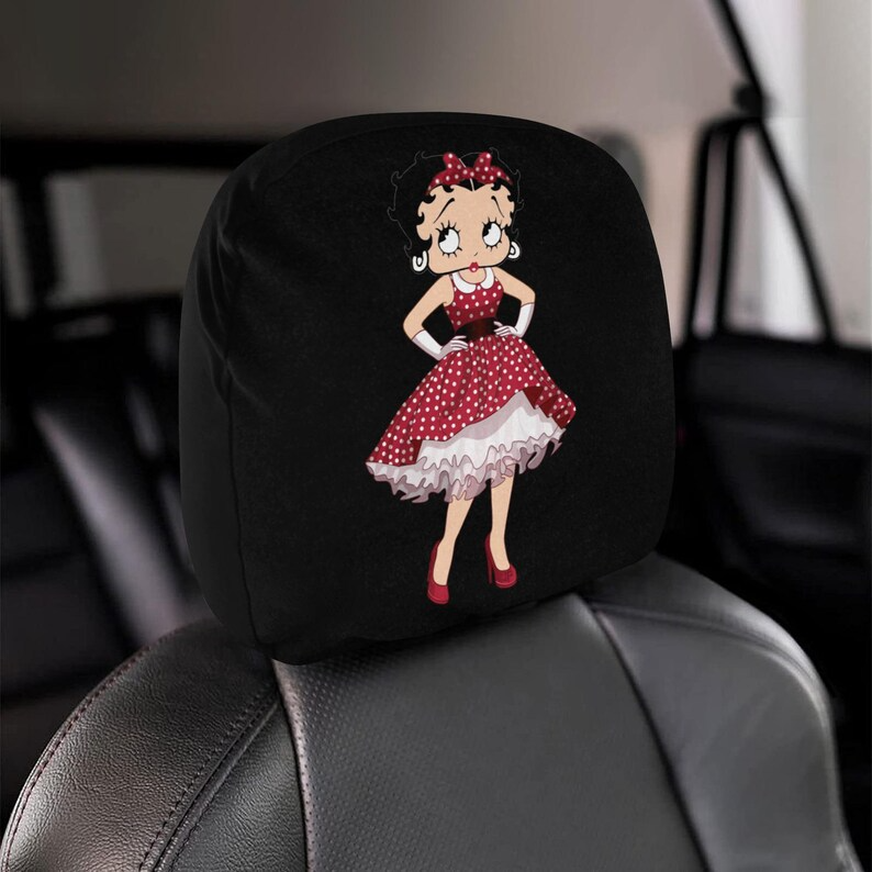 Betty Boop Car Headrest Cover (1pc) – Universal Fit, Machine Washable, Cute Car Accessories for Women
