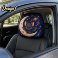 Cosmic Halloween Car Headrest Cover (1pc), Cute Alien, Space Ghost, Pumpkin Moon, Kawaii Galaxy Auto Interior Accessory