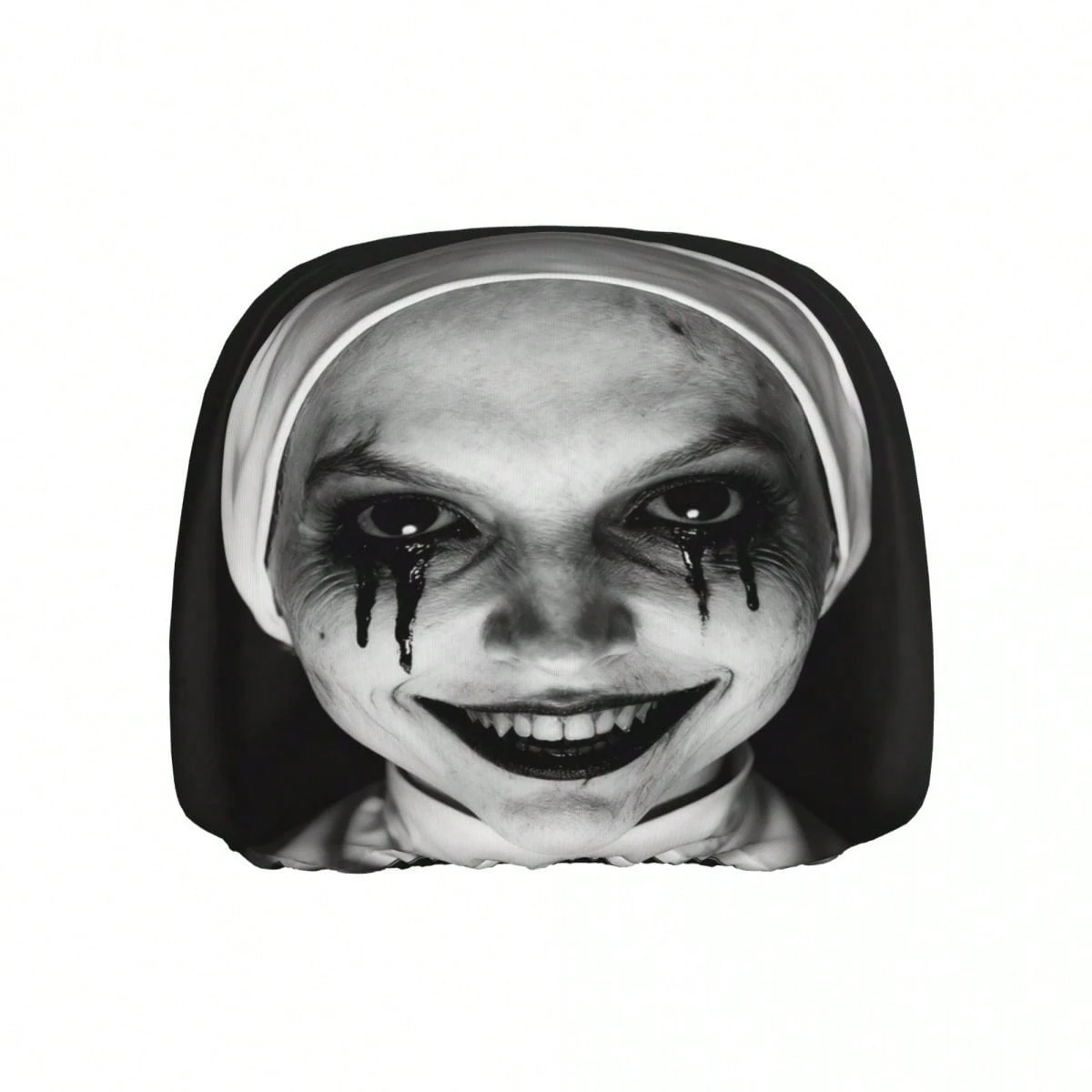 Car Seat Headrest Cover (1pc), Horror Ghost Face Print Car Interior Decoration Headrest Protector, Printed Car Headrest Covers, Easy To Install And Clean