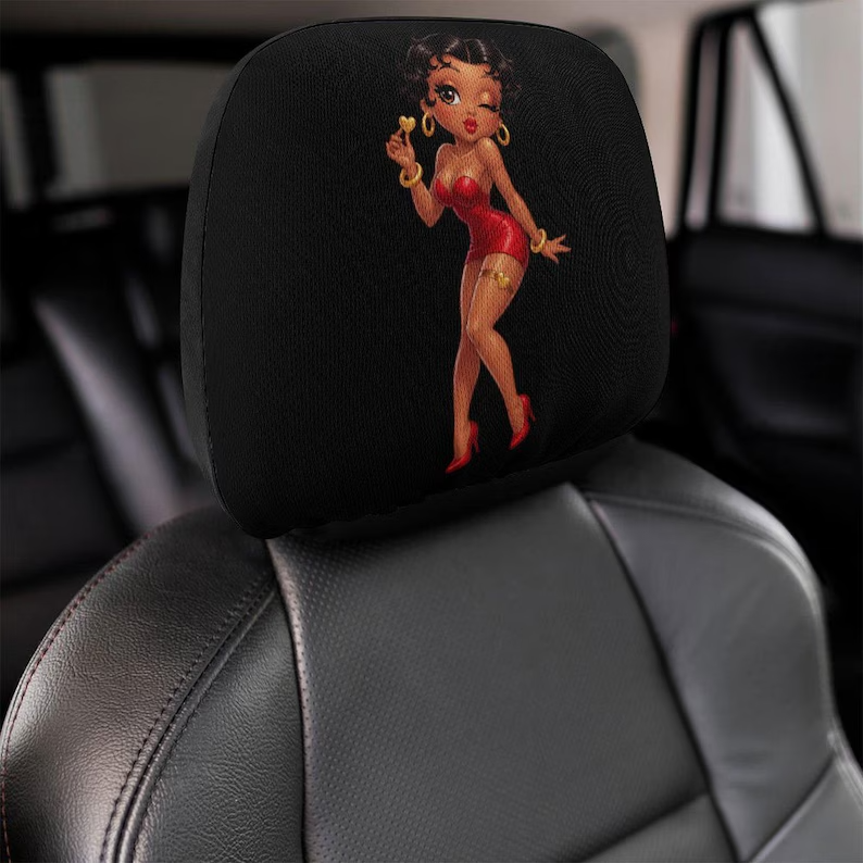 Betty Boop Car Headrest Cover (1pc) - Vintage Charm, Universal Fit