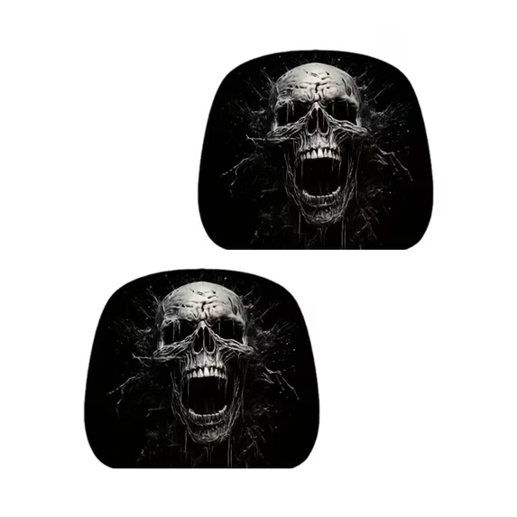 Car Headrest Cover (1pc), Halloween Skull Design Soft Polyester Protector Easy To Clean Car Interior Accessory