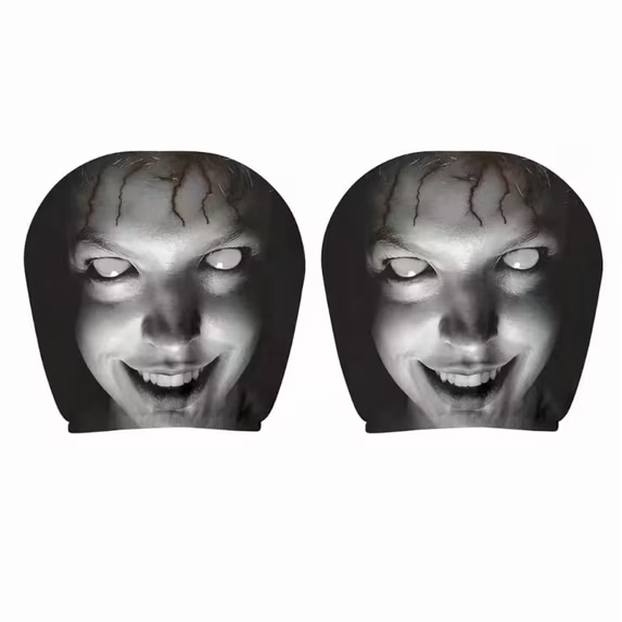 Ghost Face Headrest Covers for Cars (1pc), Ultra-Realistic Scary Headrest Covers, Universal Fit Washable Car Headrest Protector