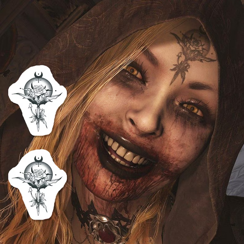 Bela, Cassandra, Daniela Tattoo - Vampire Temporary Tattoo, Cosplay Tattoo, Forehead Tattoo, Halloween Costume, 15-Piece Pack, 5x5cm Size, Gift for Friends and Fans, Realistic Tattoo