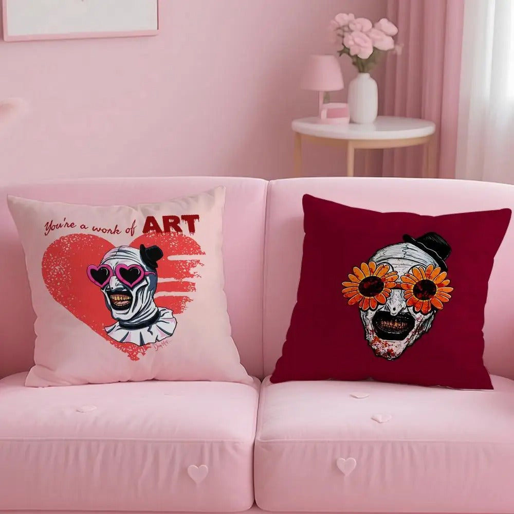 Horror Movie Plush Pillow Cover, Double-Sided Printed Throw Cushion Case, Soft Short Plush Winter Home Decor, Machine Washable Pillowcase