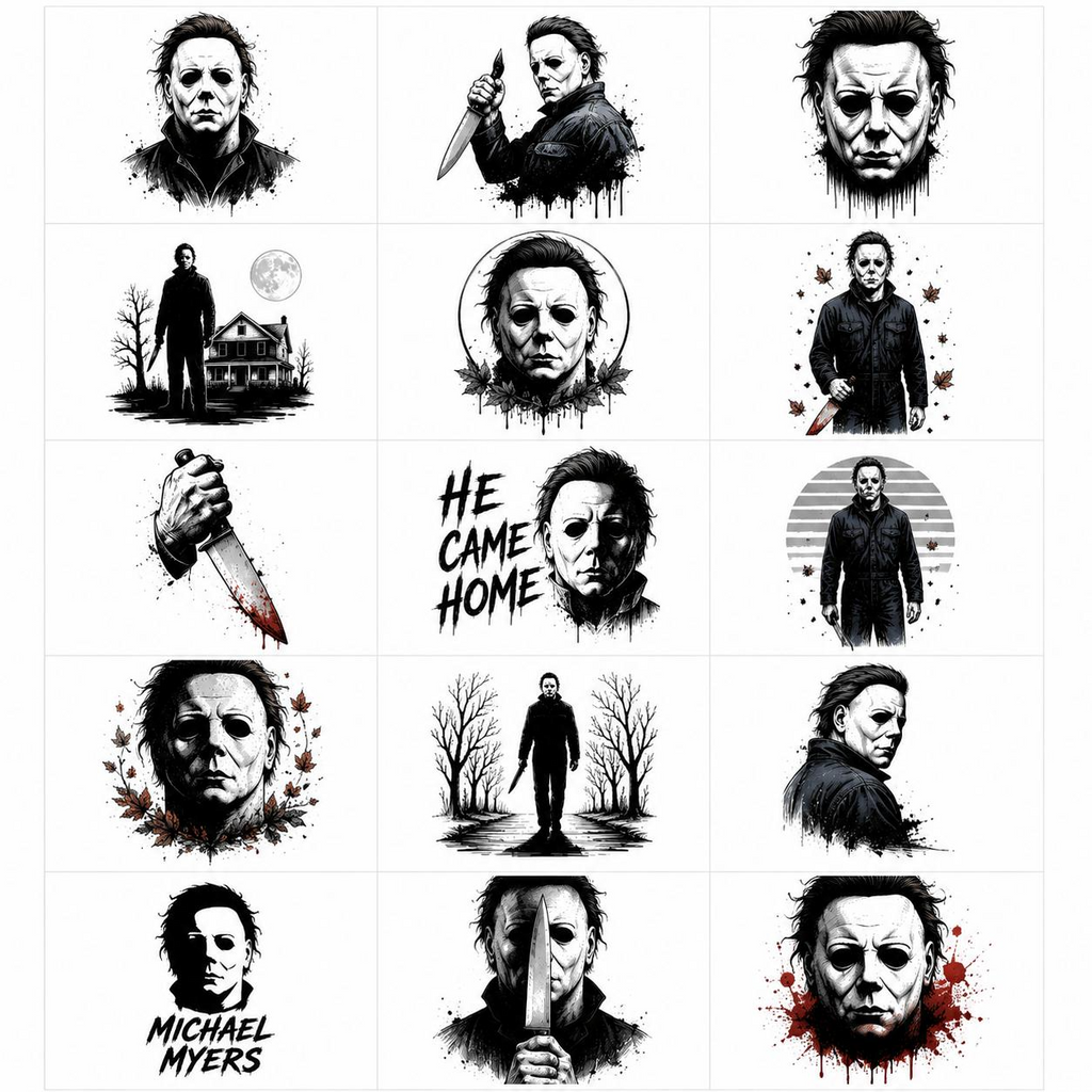 Michael Myers Theme Temporary Tattoos, 15-Piece Pack, 5x5cm Size, Gift for Friends and Fans, Halloween Spirits Fun For Event