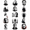 Michael Myers Theme Temporary Tattoos, 15-Piece Pack, 5x5cm Size, Gift for Friends and Fans, Halloween Spirits Fun For Event
