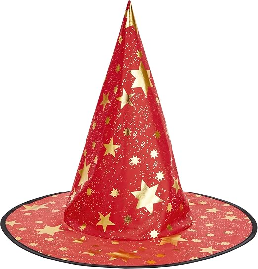 Century Star Witch Hat, Halloween Wizard Hat with Gold Star Party Hats for Adults Halloween Costume Accessories, Halloween Home Decor