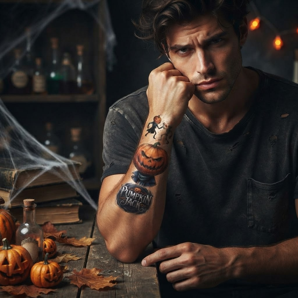 Pumpkin Jack Theme Temporary Tattoos, 15-Piece Pack, 5x5cm Size, Gift for Friends and Fans, Halloween Spirits Fun For Event