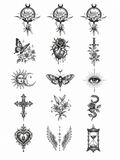 Bela, Cassandra, Daniela Tattoo - Vampire Temporary Tattoo, Cosplay Tattoo, Forehead Tattoo, Halloween Costume, 15-Piece Pack, 5x5cm Size, Gift for Friends and Fans, Realistic Tattoo