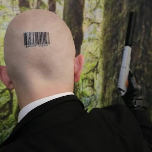 Hitman Barcode Temporary Tattoo - Agent Barcode Temporary Tattoo, Halloween Costume Tattoo, Video Game Costume, 15-Piece Pack, 5x5cm Size, Gift for Friends and Fans, Halloween Spirits Fun For Event