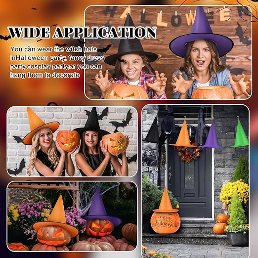 Halloween Witch Hat, Hanging Decor, Halloween Costume, Accessories for Porch Yard Indoor Outdoor Decor