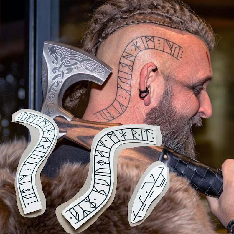 Floki Inspired Head Tattoos, Viking Costume, 15-Piece Pack, 5x5cm Size, Gift for Friends and Fans, Halloween Spirits Fun For Event