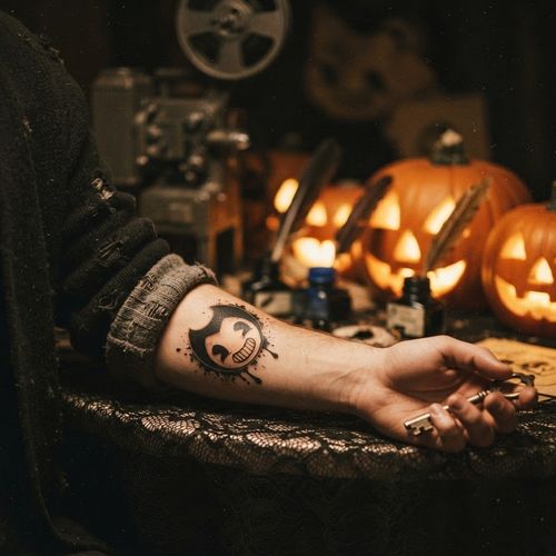 Bendy — Bendy and the Ink Machine Theme Temporary Tattoos, 15-Piece Pack, 5x5cm Size, Gift for Friends and Fans, Halloween Spirits Fun For Event