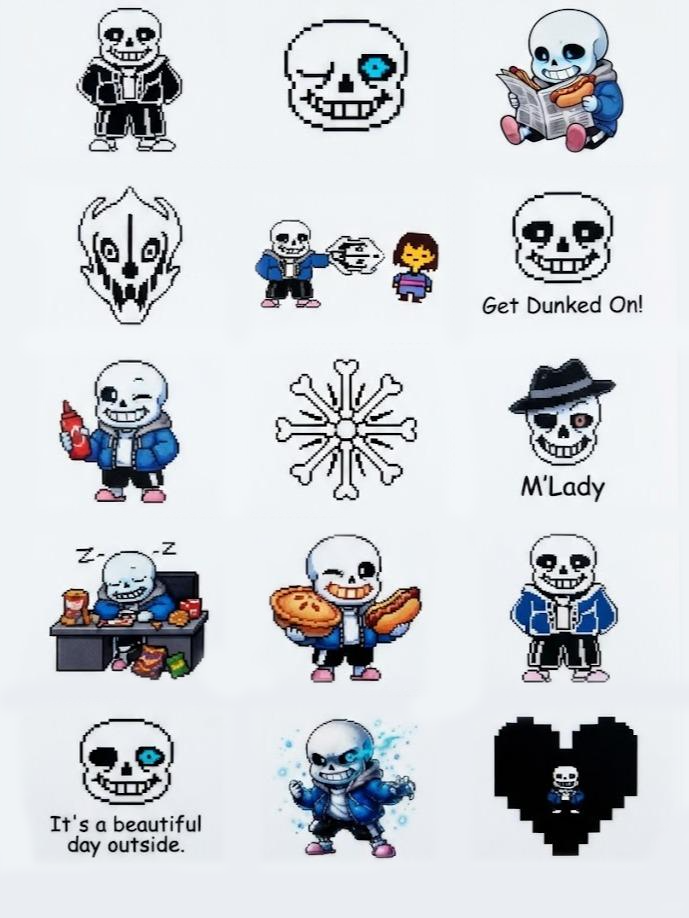 Sans — Undertale Theme Temporary Tattoos, 15-Piece Pack, 5x5cm Size, Gift for Friends and Fans, Halloween Spirits Fun For Event
