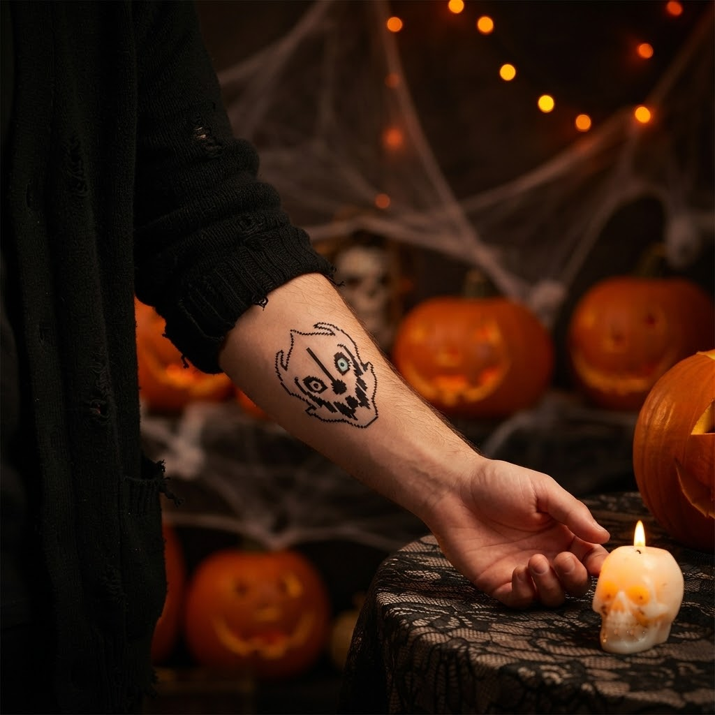 Sans — Undertale Theme Temporary Tattoos, 15-Piece Pack, 5x5cm Size, Gift for Friends and Fans, Halloween Spirits Fun For Event