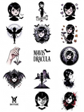 Mavis Dracula Theme Temporary Tattoos, 15-Piece Pack, 5x5cm Size, Gift for Friends and Fans, Halloween Spirits Fun For Event