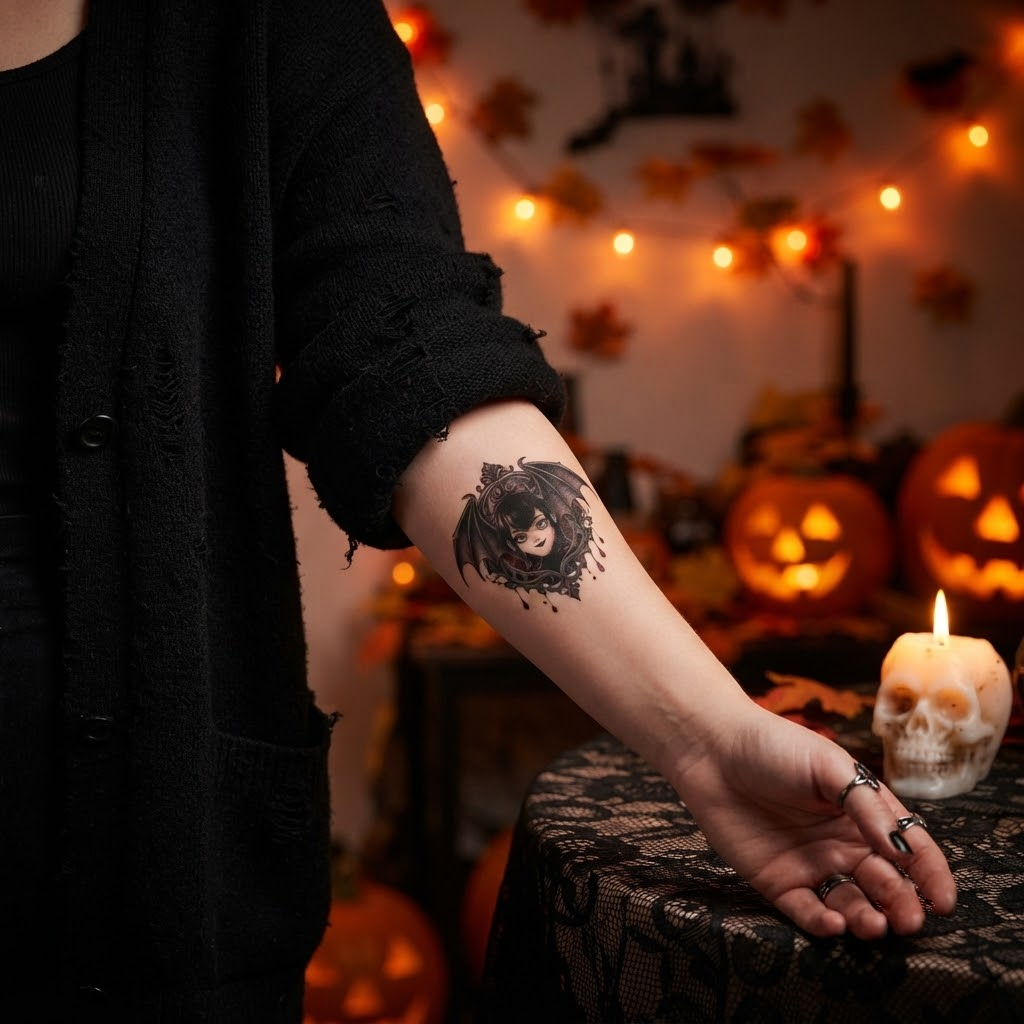 Mavis Dracula Theme Temporary Tattoos, 15-Piece Pack, 5x5cm Size, Gift for Friends and Fans, Halloween Spirits Fun For Event