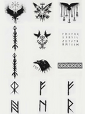 Viking Temporary Tattoos: Raven, Runes - Halloween Renfaire Cosplay Kit, 15-Piece Pack, 5x5cm Size, Gift for Friends and Fans, Halloween Spirits Fun For Event