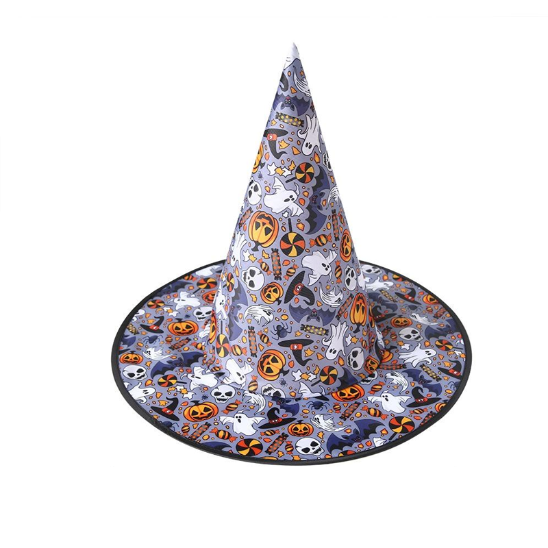 Halloween Pastel Purple Witch Hat Costume Pumpkins Pattern, Cosplay Headwear for Halloween, Costume and Makeup Party Decor