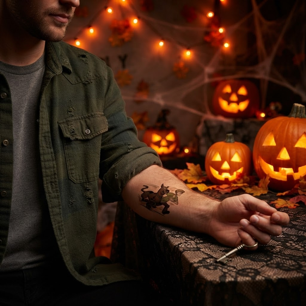 Scooby-Doo Theme Temporary Tattoos, 15-Piece Pack, 5x5cm Size, Gift for Friends and Fans, Halloween Spirits Fun For Event