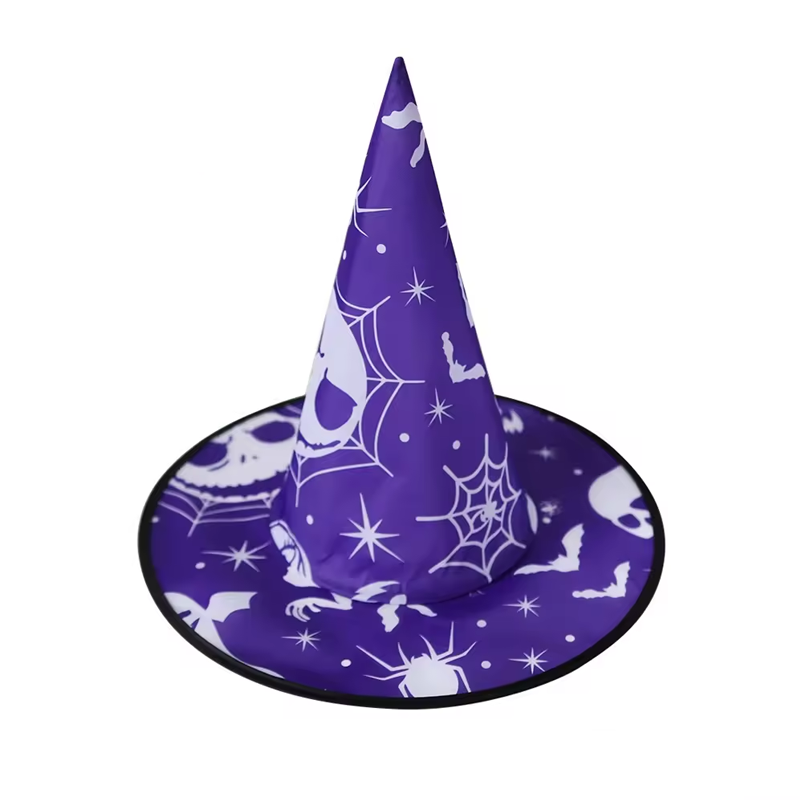 Halloween Witch Hat Costume Jack Skellington And Sally Pattern, The Nightmare Before Christmas Cosplay Headwear for Halloween, Costume and Makeup Party Decor
